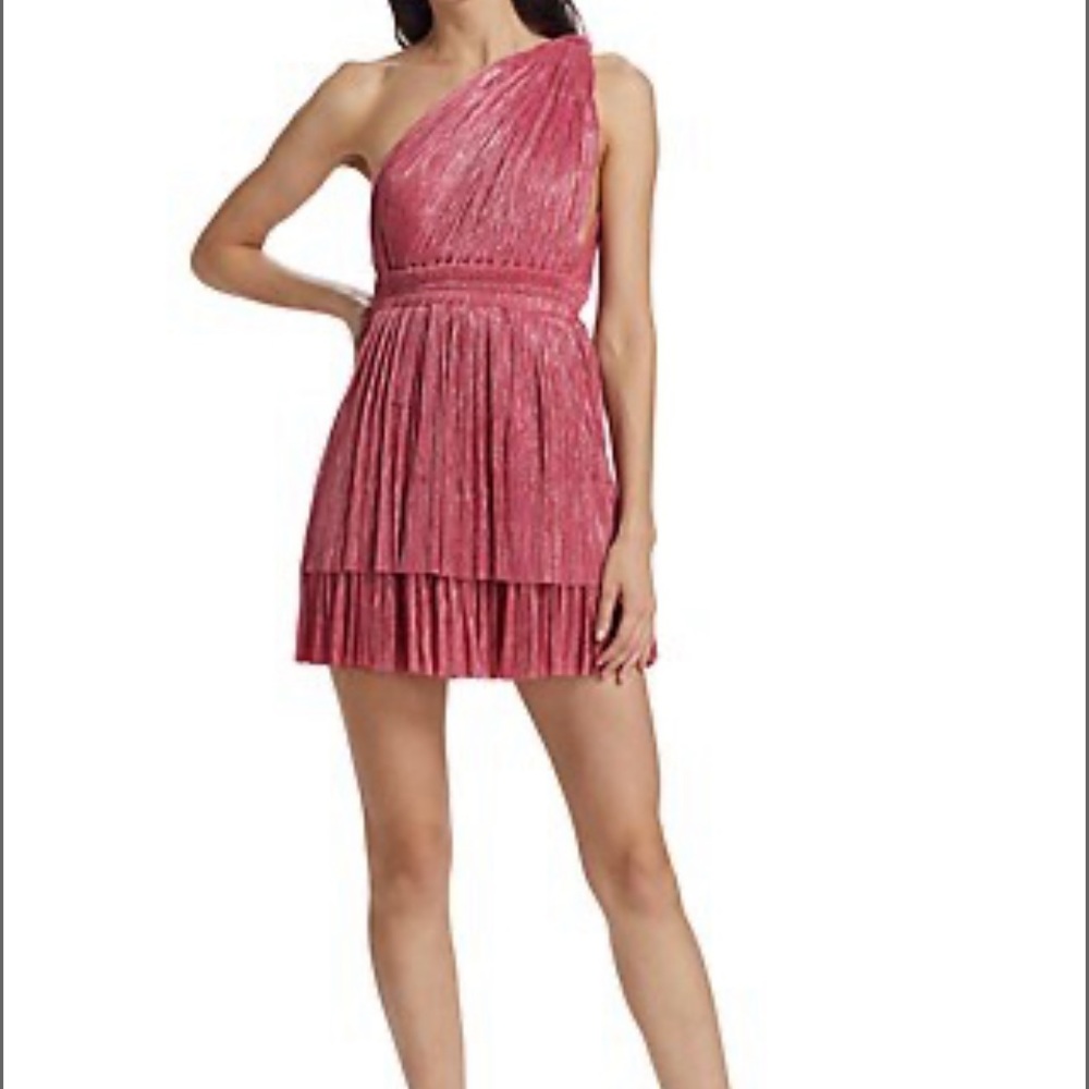 Sabina Musayev Metallic One-Shoulder Minidress